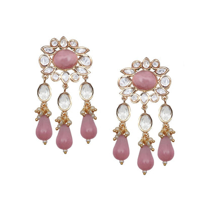 Akulya Jewels Kundan Necklace with Pink Colored Stones (Set of 2)