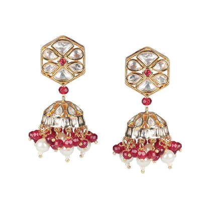 Akulya Jewels Ruby Red Polki Necklace (Set of 2)