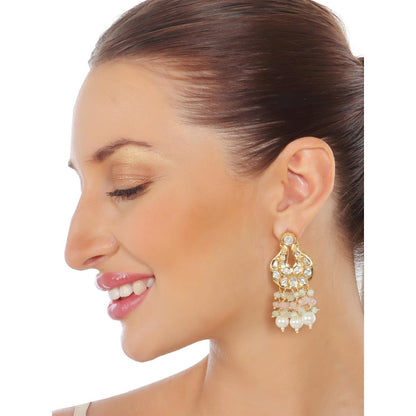 Akulya Jewels Kundan Chokar with Delicate White- Mint and Blush Pink Beads (Set of 2)