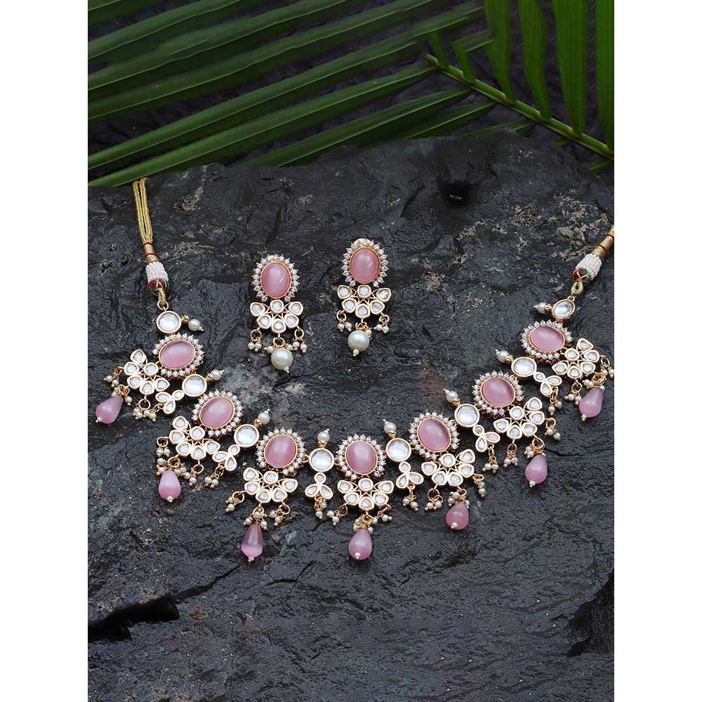 Akulya Jewels Multi-Color Kundan Necklace (Set of 2)