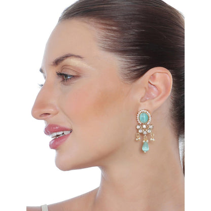 Akulya Jewels Blush Pink and Mint Kundan Necklace (Set of 2)