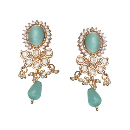Akulya Jewels Blush Pink and Mint Kundan Necklace (Set of 2)