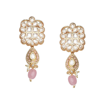 Akulya Jewels Blush Pink Kundan Polki Necklace (Set of 2)