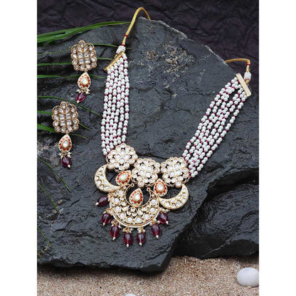 Akulya Jewels Ruby Minakari Kundan Necklace (Set of 2)