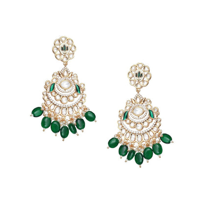 Akulya Jewels Emerald Green Minakari Kundan Choker (Set of 3)
