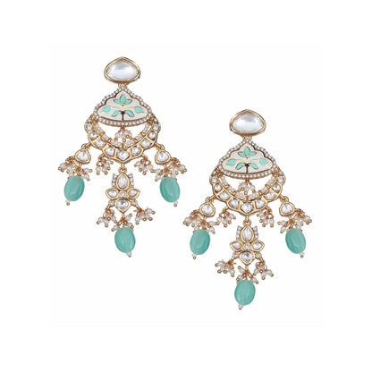 Akulya Jewels Gold Finished Mint Minakari Kundan Choker (Set of 3)