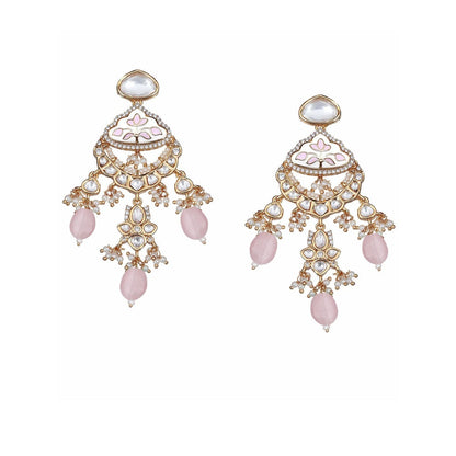 Akulya Jewels Gold Finished Pink Minakari Kundan Choker (Set of 3)