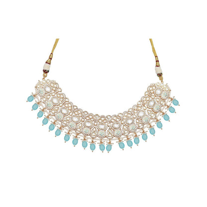 Akulya Jewels Turquoise Minakari Kundan Choker (Set of 3)