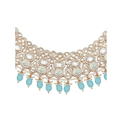 Akulya Jewels Turquoise Minakari Kundan Choker (Set of 3)