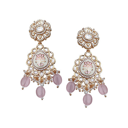Akulya Jewels Powder Pink Minakari Kundan Choker (Set of 3)