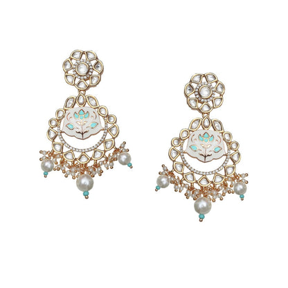 Akulya Jewels Turquoise and White Minakari Kundan Choker (Set of 3)