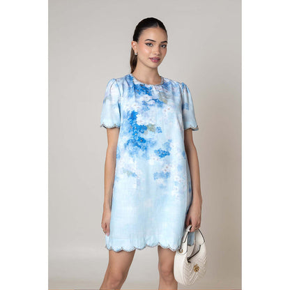All Eyes On You Aeoy Blue Floral Printed Dress