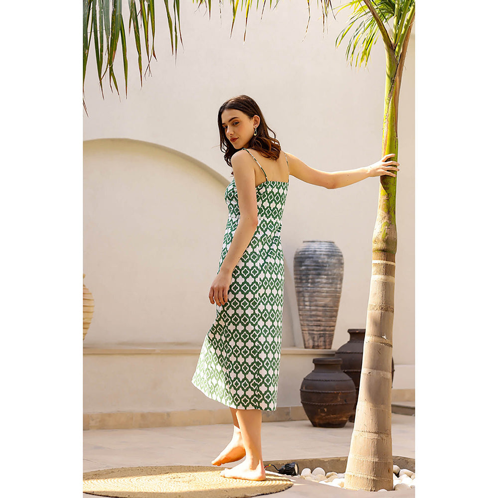 AlterEGO Maria Green Printed Fancy Me Slip Dress