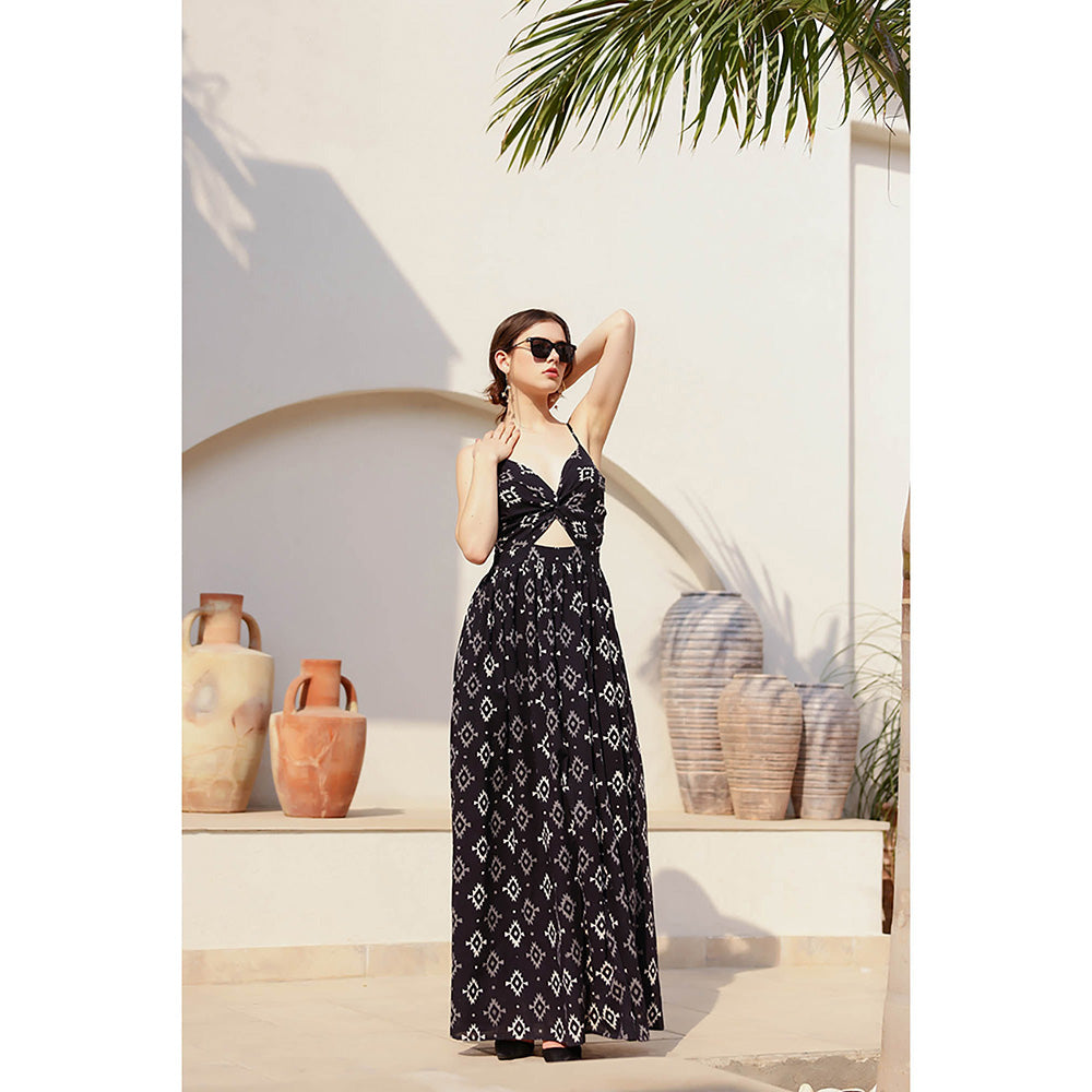 AlterEGO Black Heidi Front Twist Maxi Dress