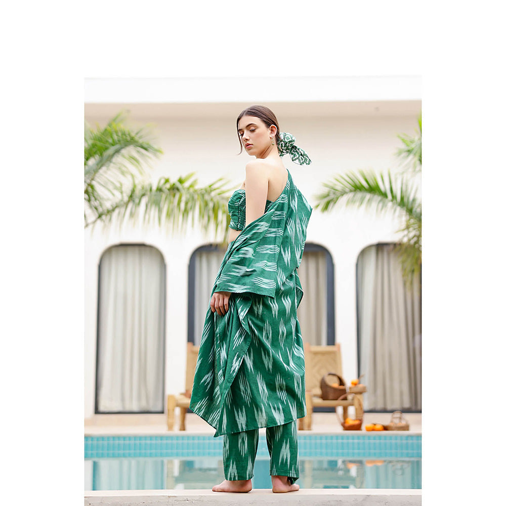 AlterEGO Green Molly Printed Weaved Co-Ord (Set of 3)
