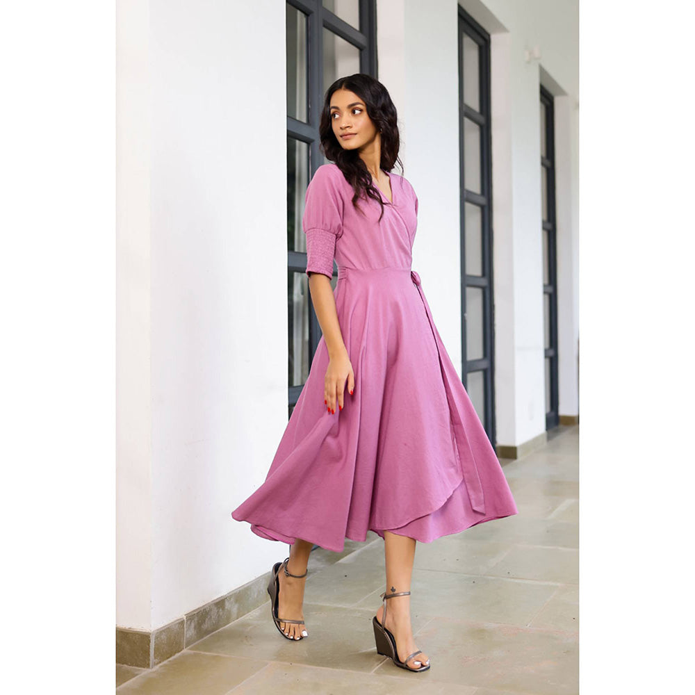 AlterEGO Rose- Asymmetric Hem Full Wrap Midi Dress