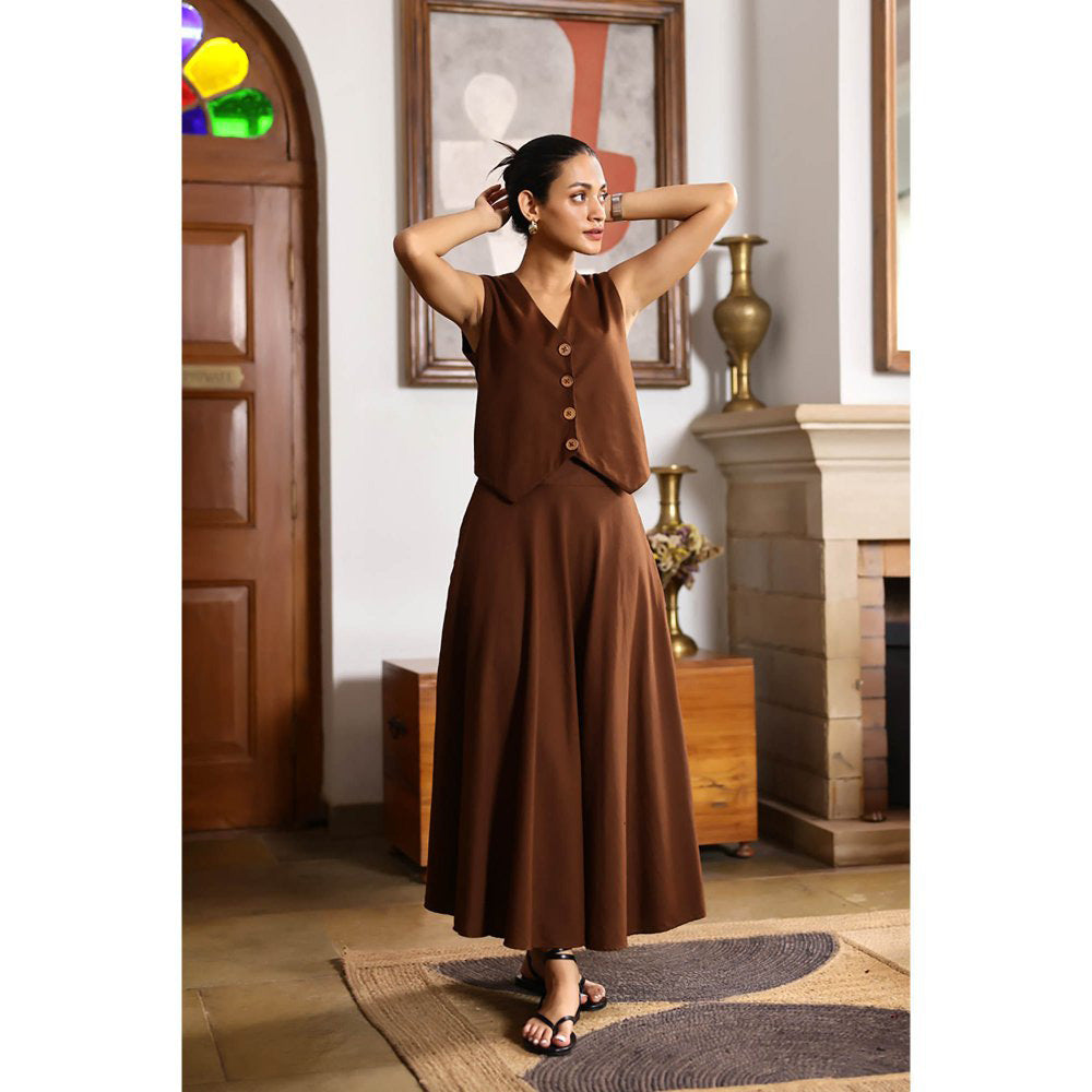 AlterEGO Brown Roma The Wunder Solid Vest and Skirt (Set of 2)