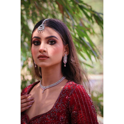 Amaltas Couture Ishana Maroon Embroidered Blouse with Lehenga and Dupatta (Set of 3)