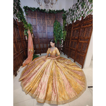 Amaltas Couture Rumeysa Banarasi Silk Blouse with Lehenga and Dupatta (Set of 3)