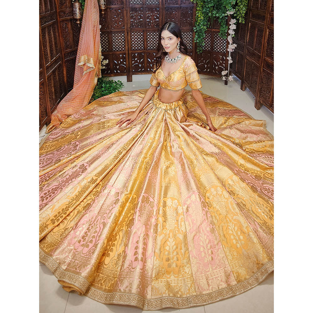 Amaltas Couture Rumeysa Banarasi Silk Blouse with Lehenga and Dupatta (Set of 3)
