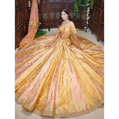 Amaltas Couture Rumeysa Banarasi Silk Blouse with Lehenga and Dupatta (Set of 3)