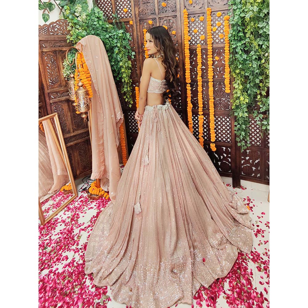 Amaltas Couture Inas Dusty Rose Pink Blouse with Lehenga and Dupatta (Set of 3)