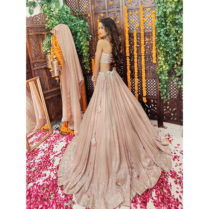 Amaltas Couture Inas Dusty Rose Pink Blouse with Lehenga and Dupatta (Set of 3)