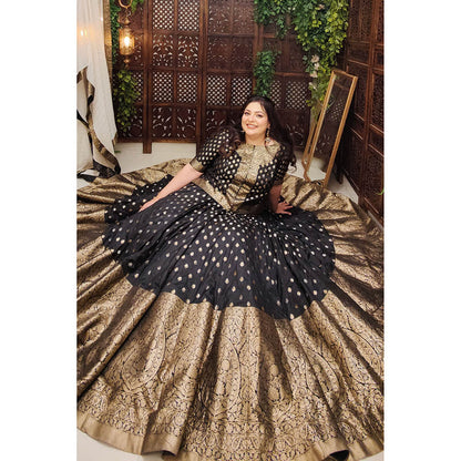 Amaltas Couture Irmak Banarasi Black Blouse with Lehenga and Dupatta (Set of 3)