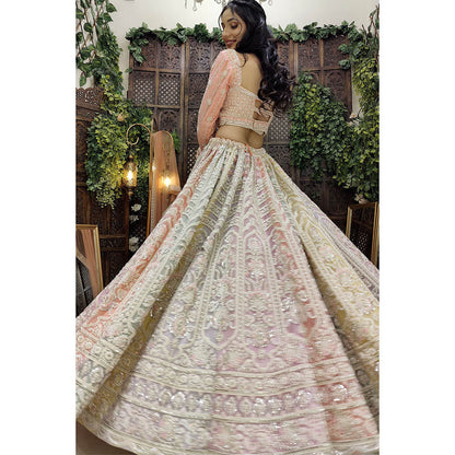 Amaltas Couture Martina Multicolor Embroidered Blouse with Lehenga and Dupatta (Set of 3)