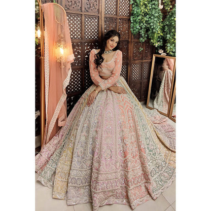 Amaltas Couture Martina Multicolor Embroidered Blouse with Lehenga and Dupatta (Set of 3)