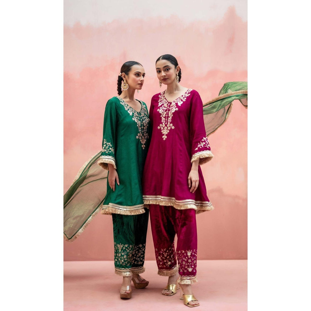 AM by Anita Mittal Red Firefly Kurta with Pant and Dupatta