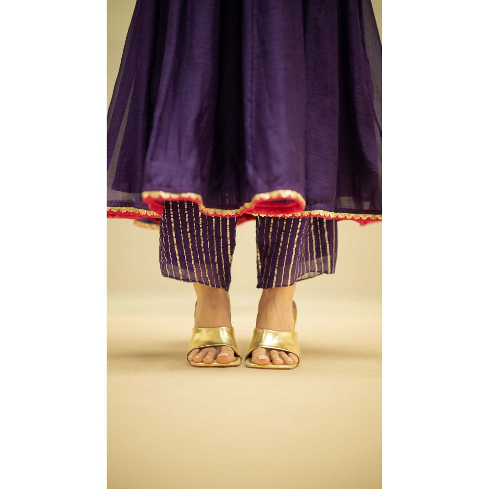 AM by Anita Mittal Purple Cotton Taarini Kurta with Pant and Dupatta