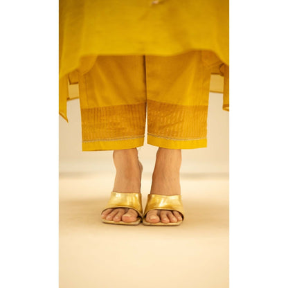 AM by Anita Mittal Yellow Chandini Kurta with Pant and Dupatta