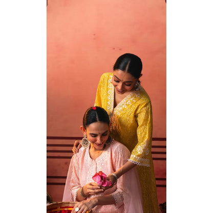 AM by Anita Mittal Pink Kairi Kurta with Pant and Dupatta