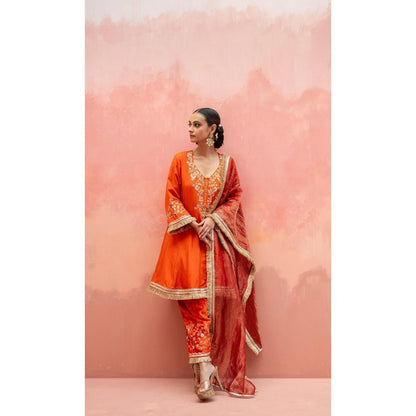 AM by Anita Mittal Anjum Orange Kurta with Pant and Dupatta