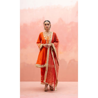 AM by Anita Mittal Anjum Orange Kurta with Pant and Dupatta