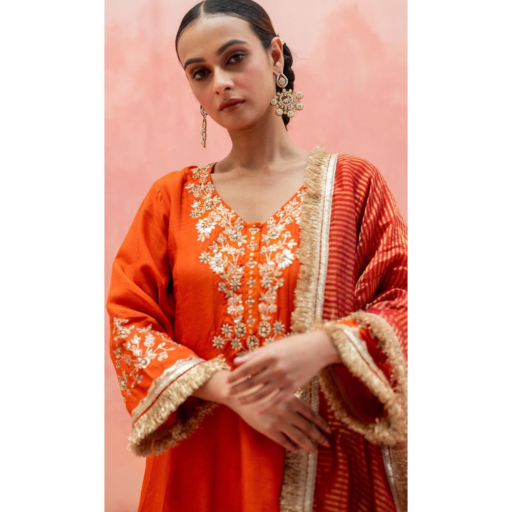 AM by Anita Mittal Anjum Orange Kurta with Pant and Dupatta