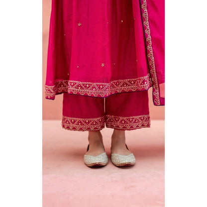 AM by Anita Mittal Sitara A-Line Pink Kurta with Pant and Dupatta