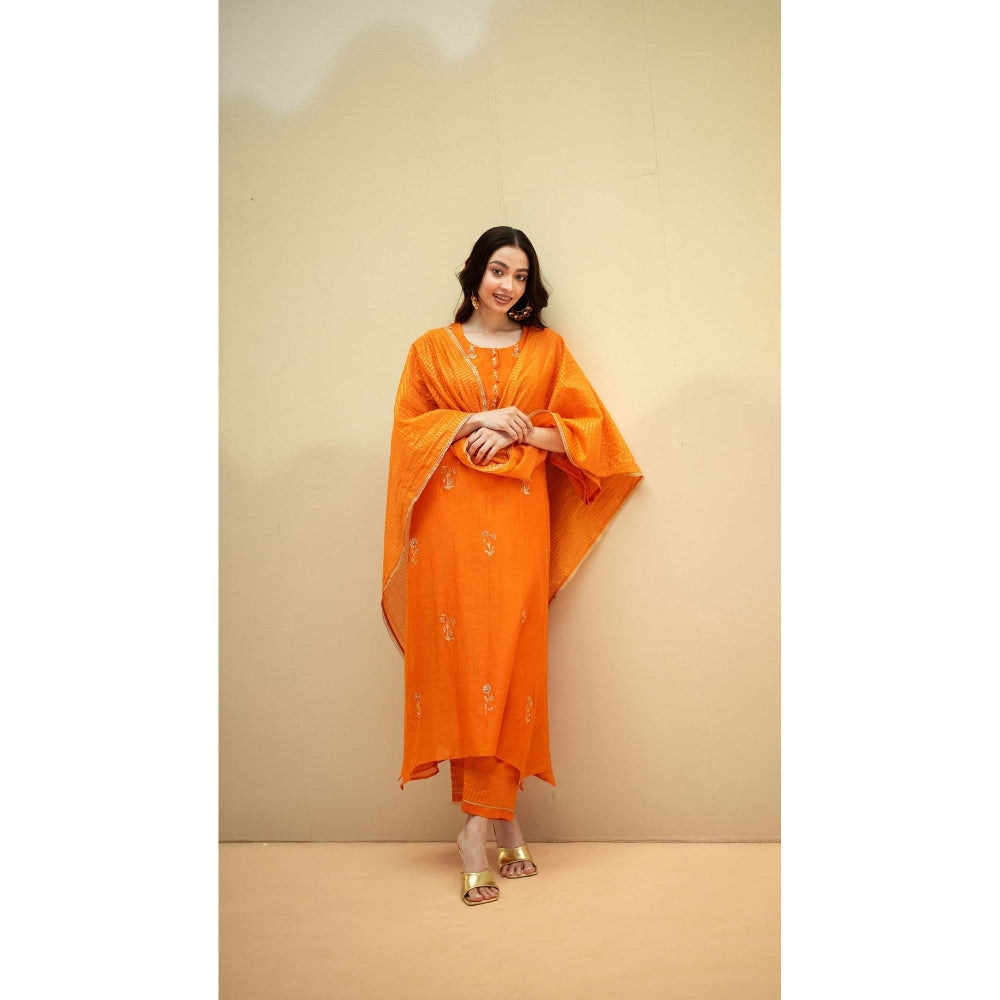 AM by Anita Mittal Chandini Red Kurta with Pant and Dupatta