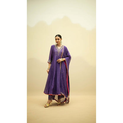 AM by Anita Mittal Taarini Purple Anarkali Kurta with Pant and Dupatta