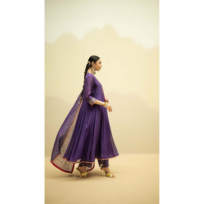 AM by Anita Mittal Taarini Purple Anarkali Kurta with Pant and Dupatta
