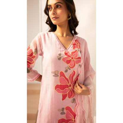 AM by Anita Mittal Zoya Pink Kurta with Pant and Dupatta