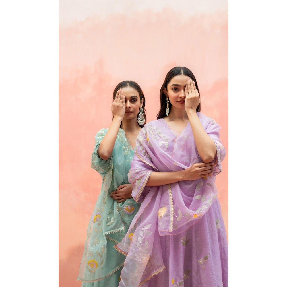 AM by Anita Mittal Pari Lavender Anarkali with Pant and Dupatta