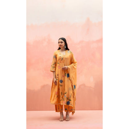 AM by Anita Mittal Falak Orange Anarkali with Pant and Dupatta