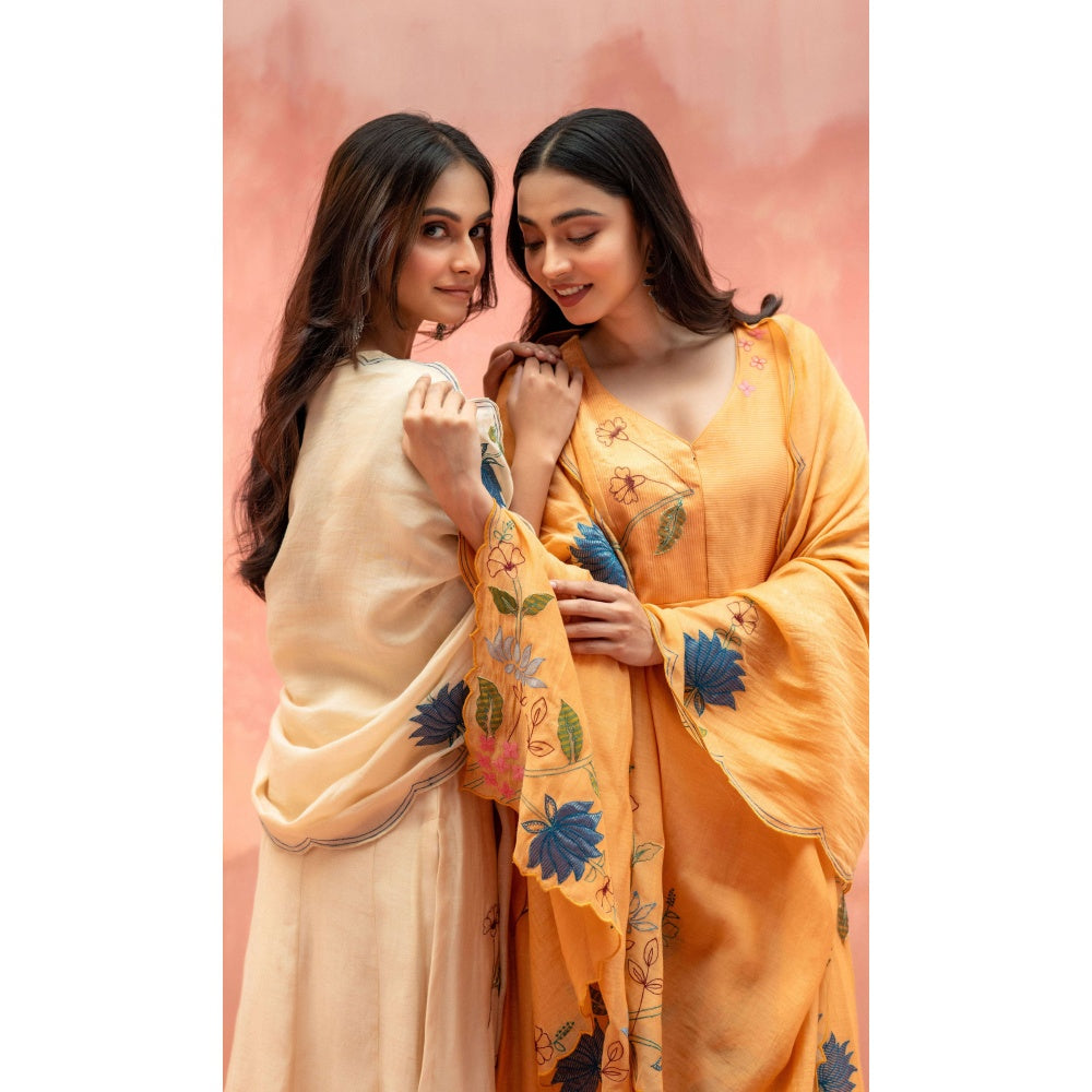 AM by Anita Mittal Falak Orange Anarkali with Pant and Dupatta