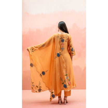 AM by Anita Mittal Falak Orange Anarkali with Pant and Dupatta