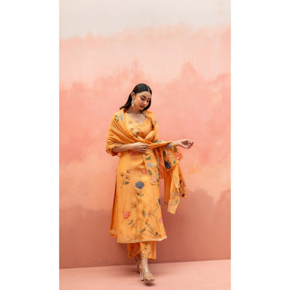 AM by Anita Mittal Falak Orange Anarkali with Pant and Dupatta