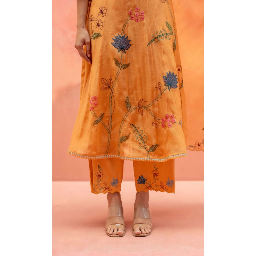 AM by Anita Mittal Falak Orange Anarkali with Pant and Dupatta