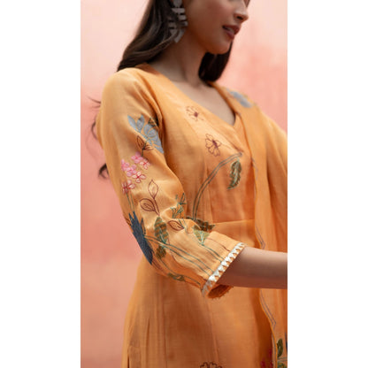 AM by Anita Mittal Falak Orange Anarkali with Pant and Dupatta
