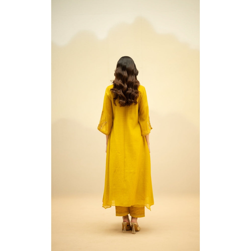 AM by Anita Mittal Chandini Yellow Kurta with Pant and Dupatta